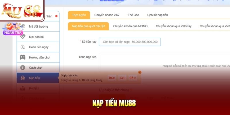Nạp tiền mu88